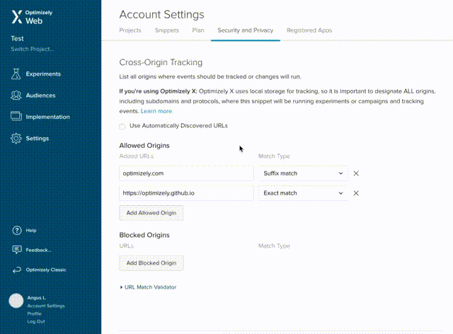 Feature on the Optimizely X Dashboard