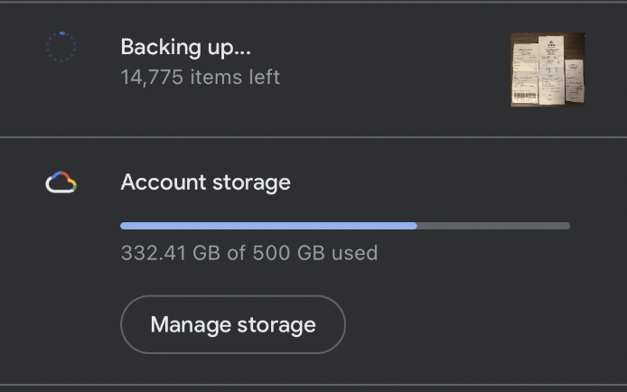 Google Photos app backing up my images