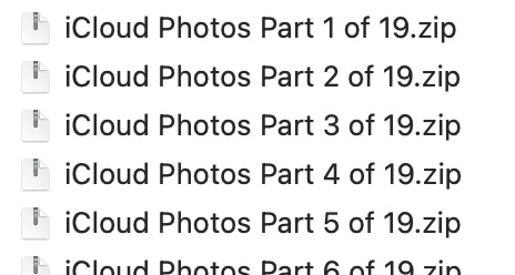 iCloud photo parts ZIPs