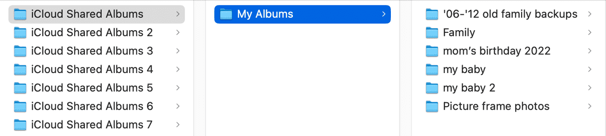 iCloud Shared Albums folder structure